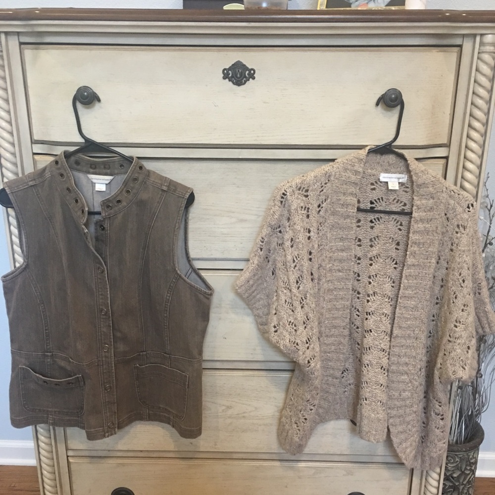 Lot of 2 Christopher Banks Vest Denim and sweater
